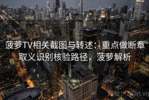 菠萝TV相关截图与转述：重点做断章取义识别核验路径，菠萝解析